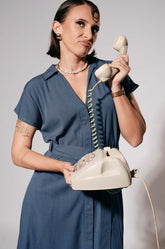 Extended Shoulder Midi Dress Blue